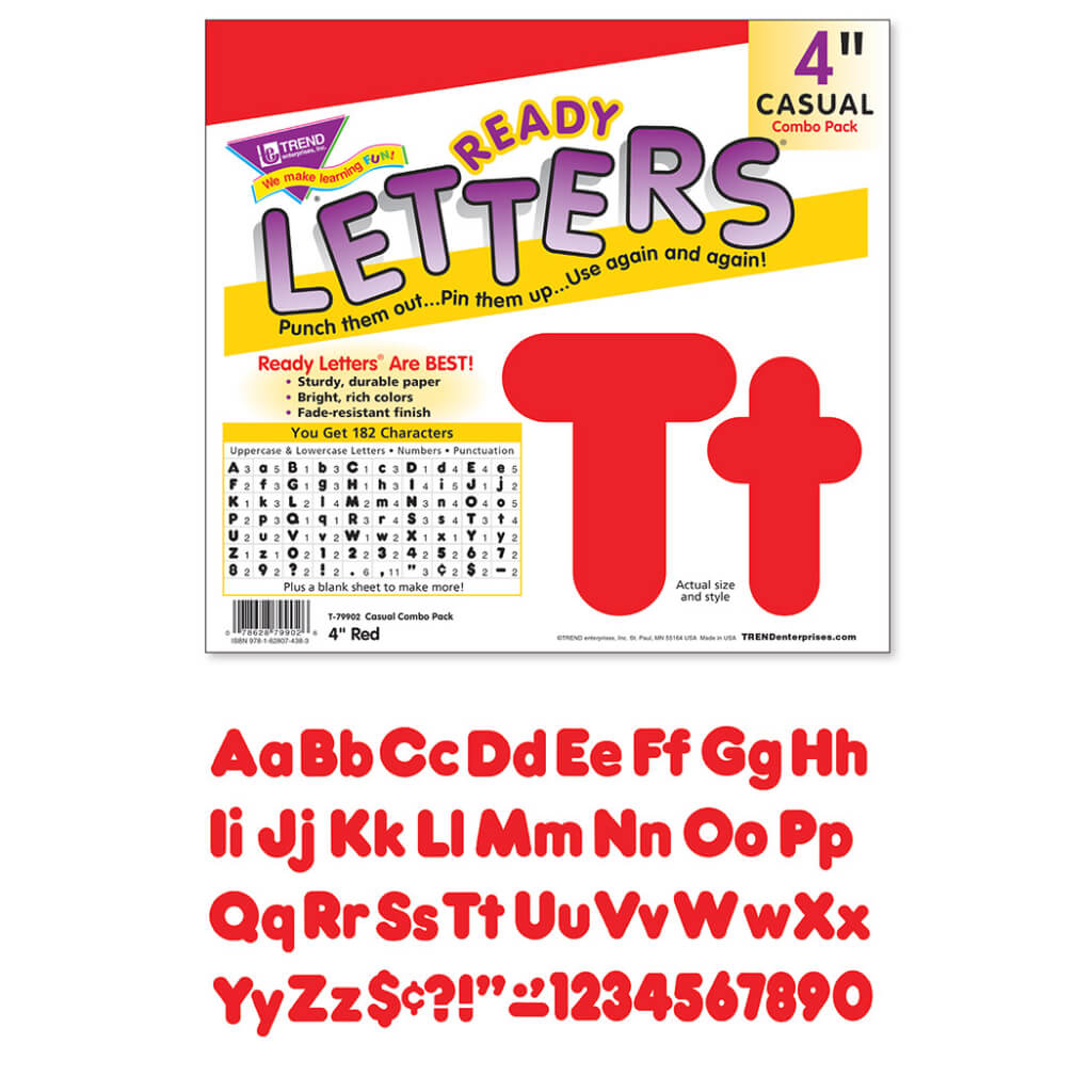 Red 4in Casual Uppercase/Lowercase Combo