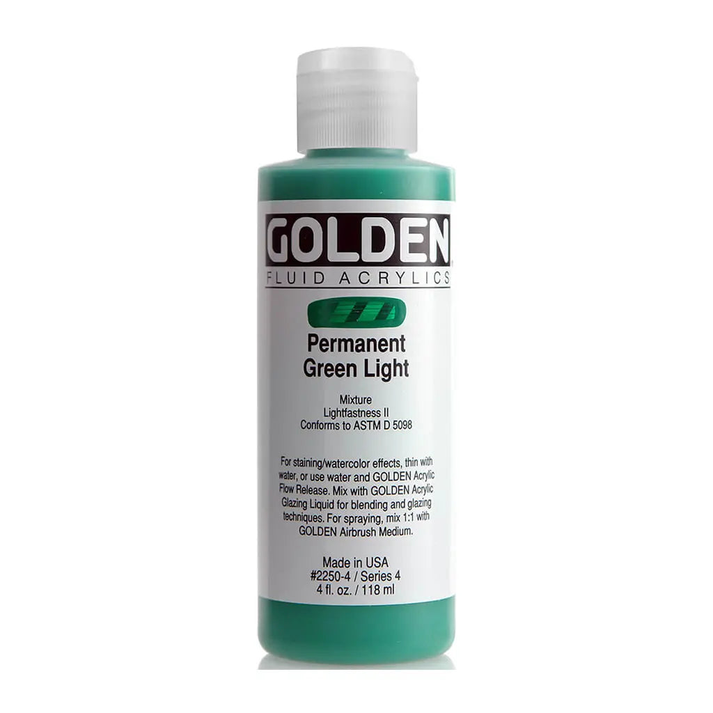 Golden Fluid Acrylic 4oz Permanent Green Light S4