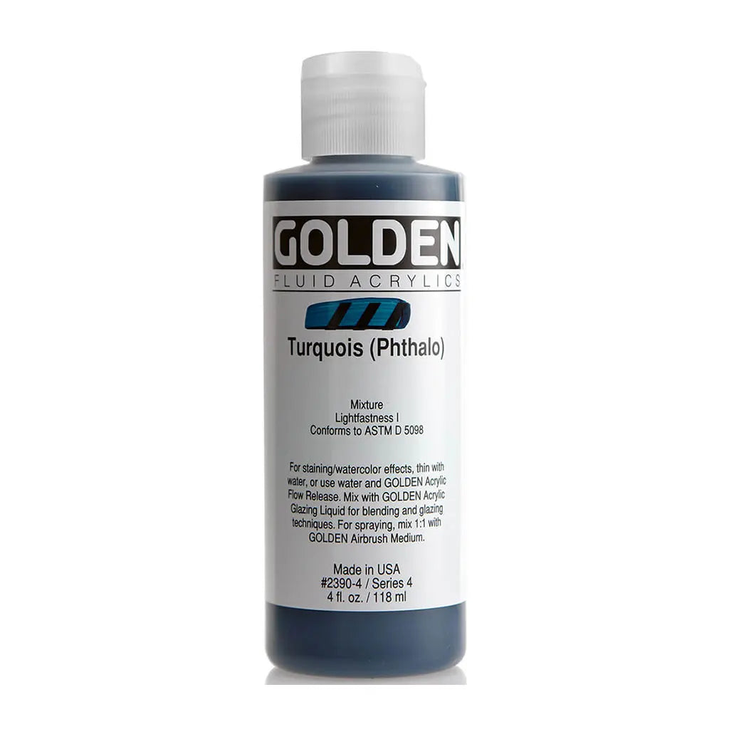 Golden Fluid Acrylic 4oz Turquoise (Phthalo) S4