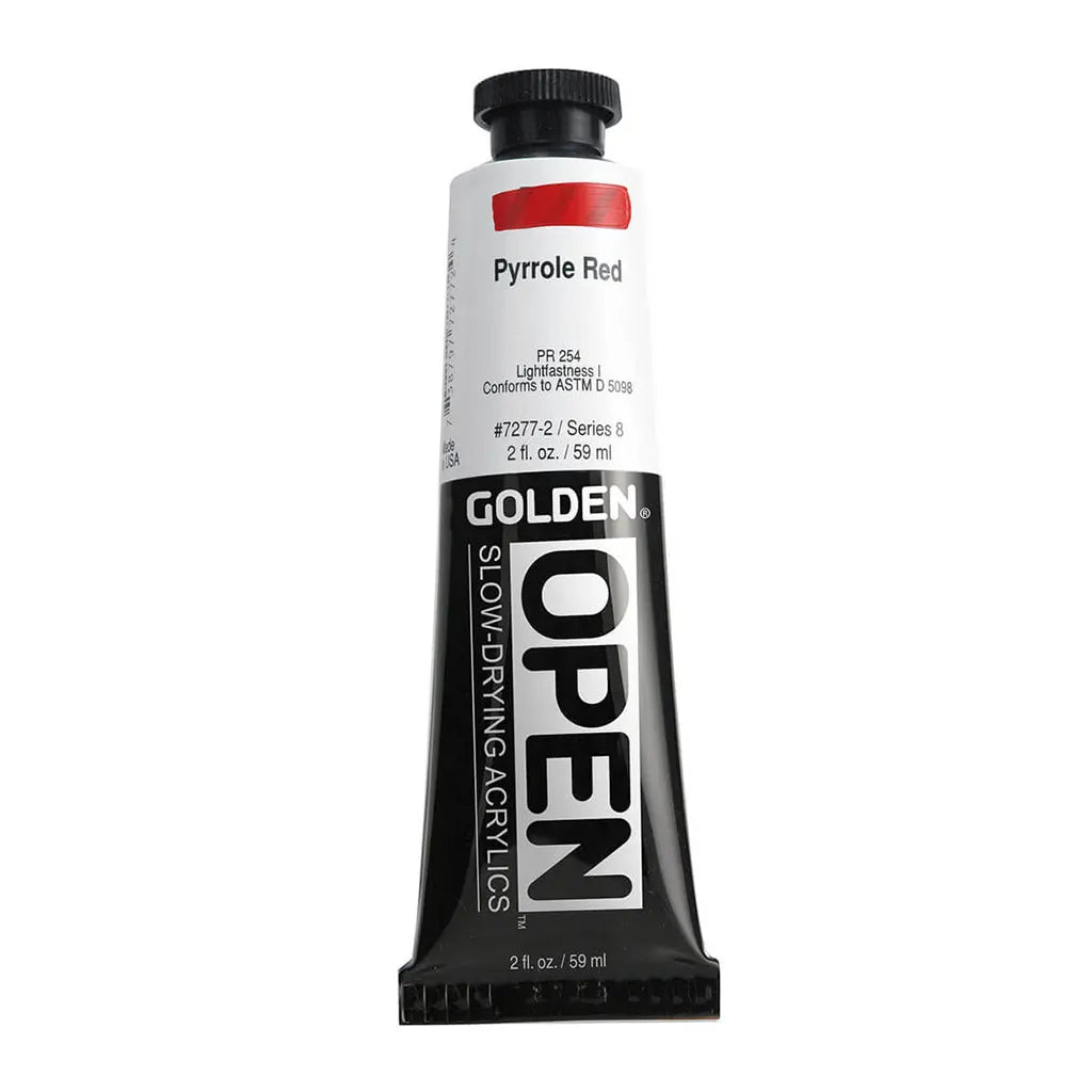 Golden OPEN Slow-Drying Acrylic Paint 2oz Pyrrole Red S8