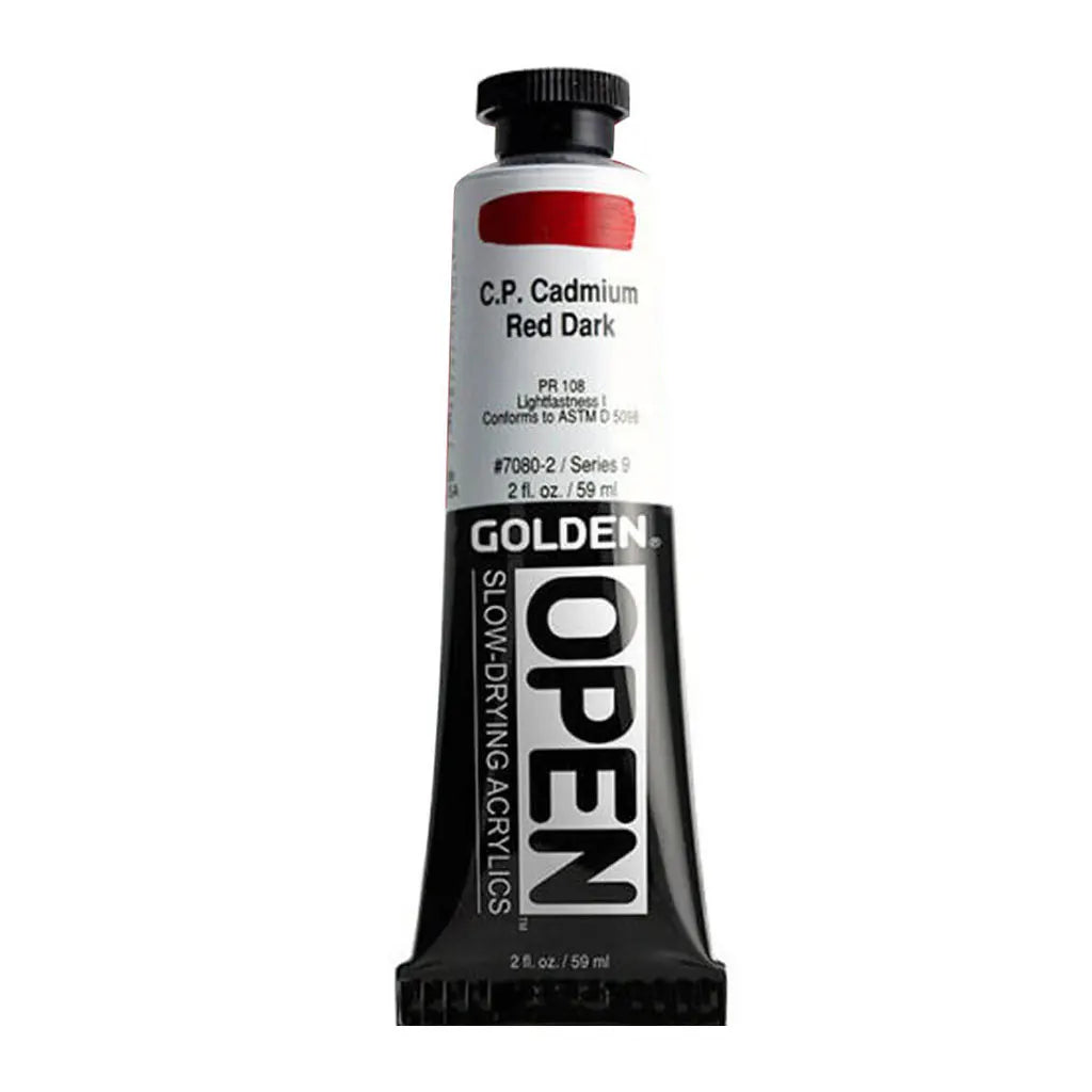 Golden OPEN Slow-Drying Acrylic Paint 2oz Cadmium Red Dark S9