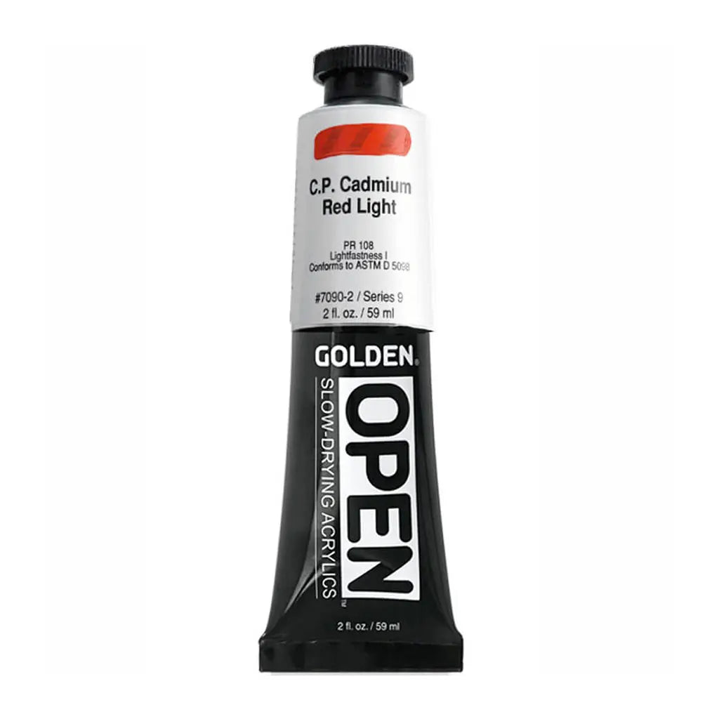 Golden OPEN Slow-Drying Acrylic Paint 2oz Cadmium Red Light S9