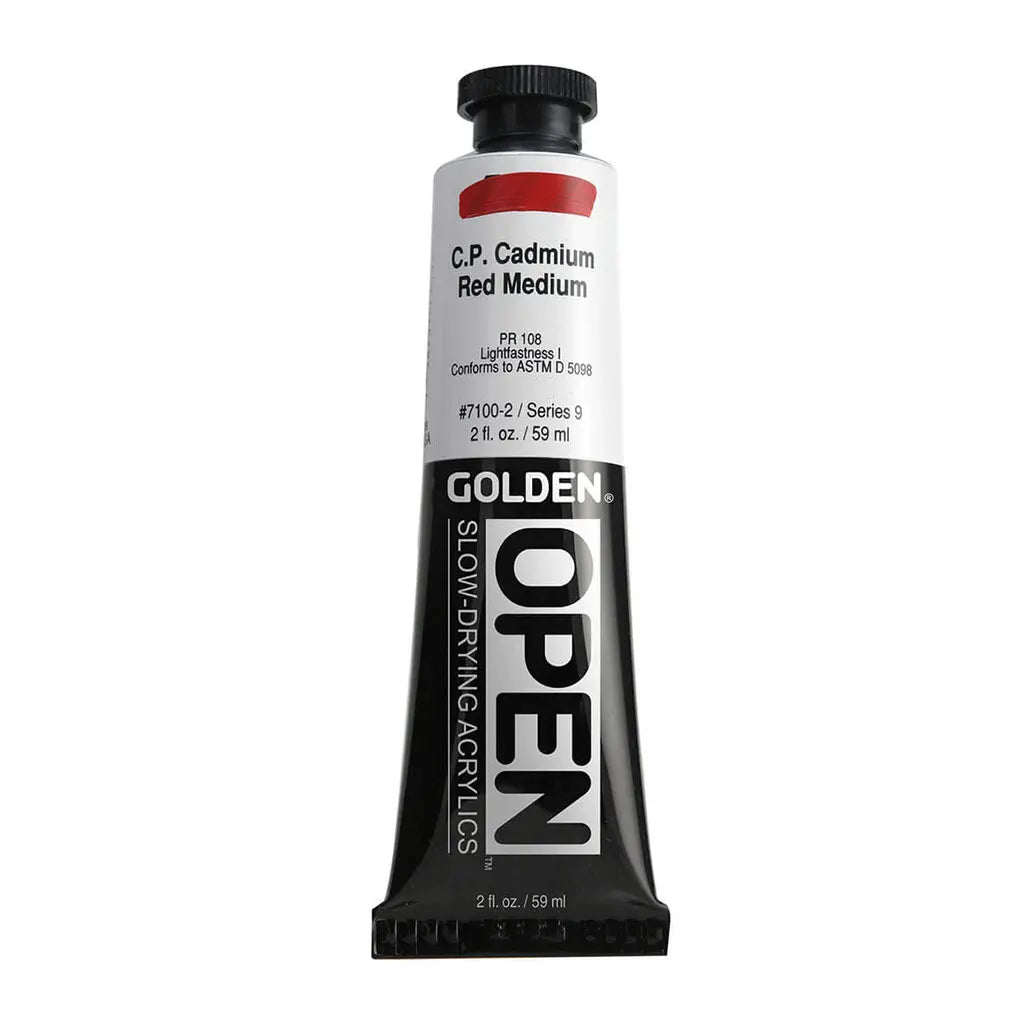Golden OPEN Slow-Drying Acrylic Paint 2oz Cadmium Red Medium S9