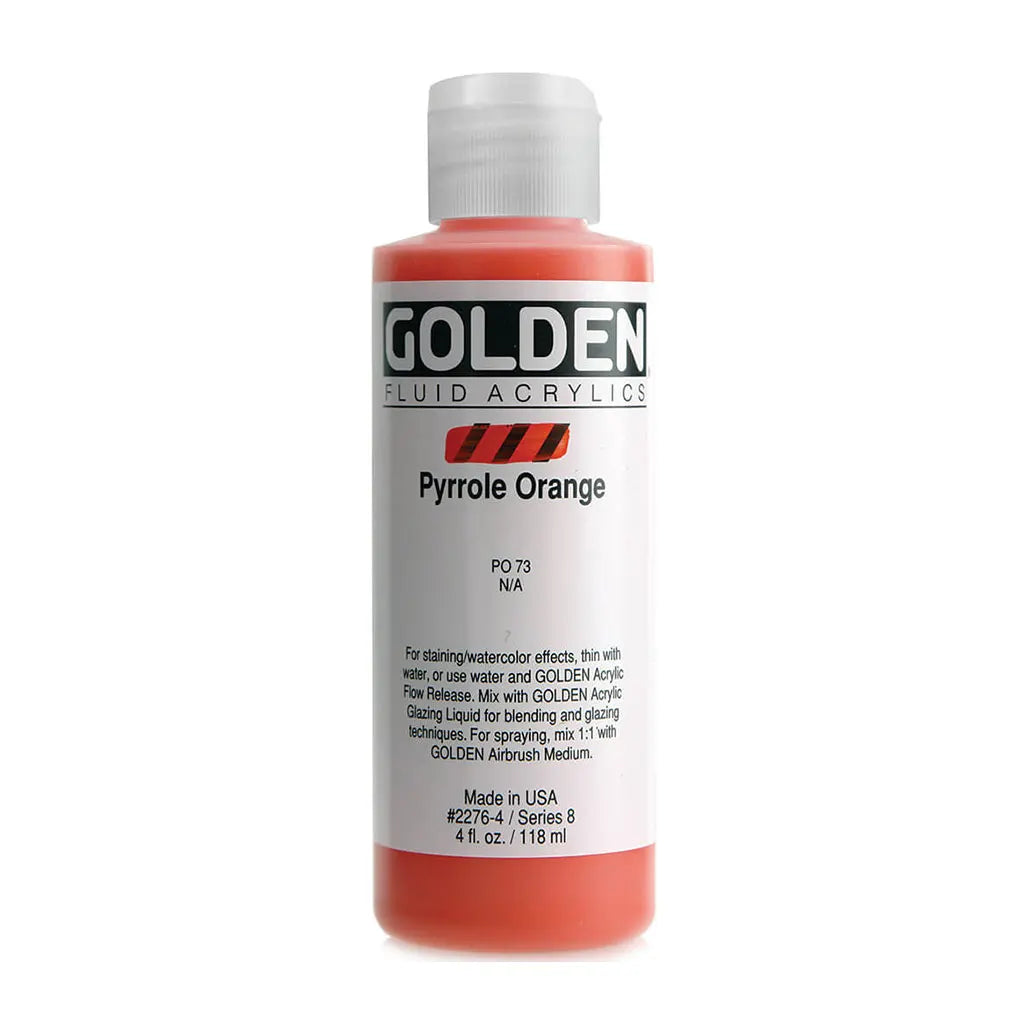 Golden Fluid Acrylic 4oz Pyrrole Orange S8