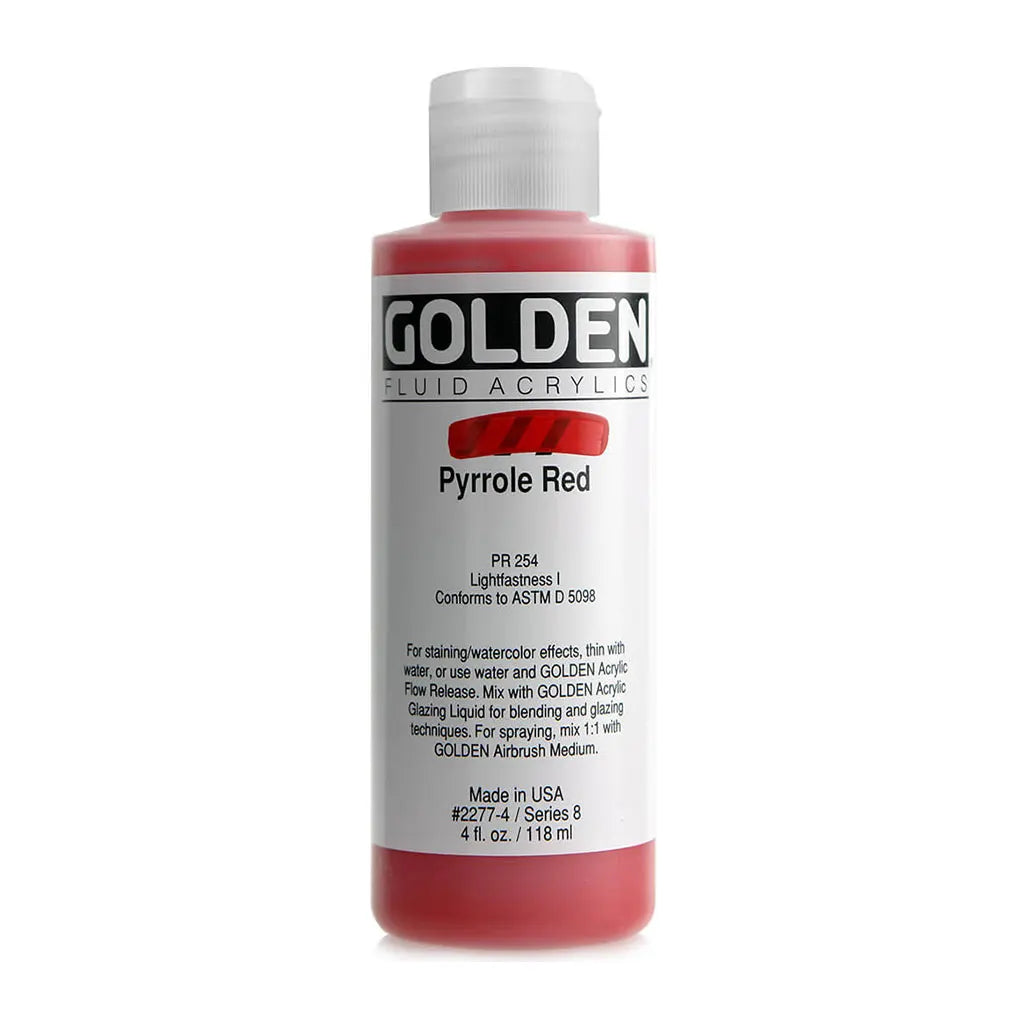 Golden Fluid Acrylic 4oz Pyrrole Red S8
