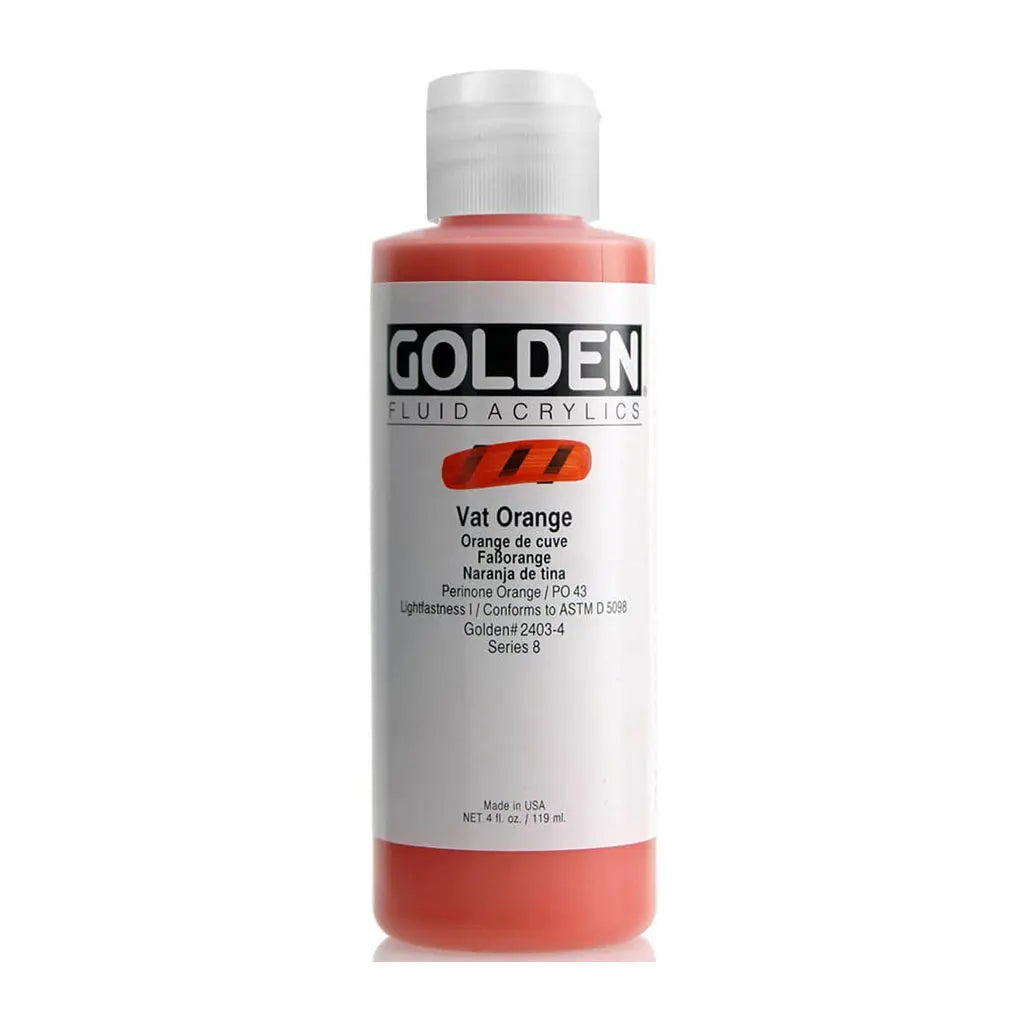 Golden Fluid Acrylic 4oz Vat Orange S8