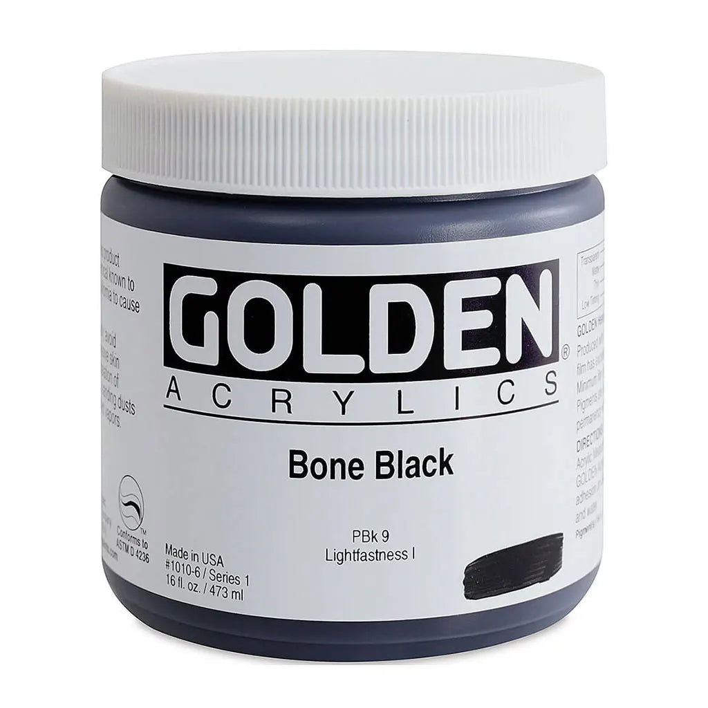 Golden Heavy Body Acrylic 16oz Bone Black S1
