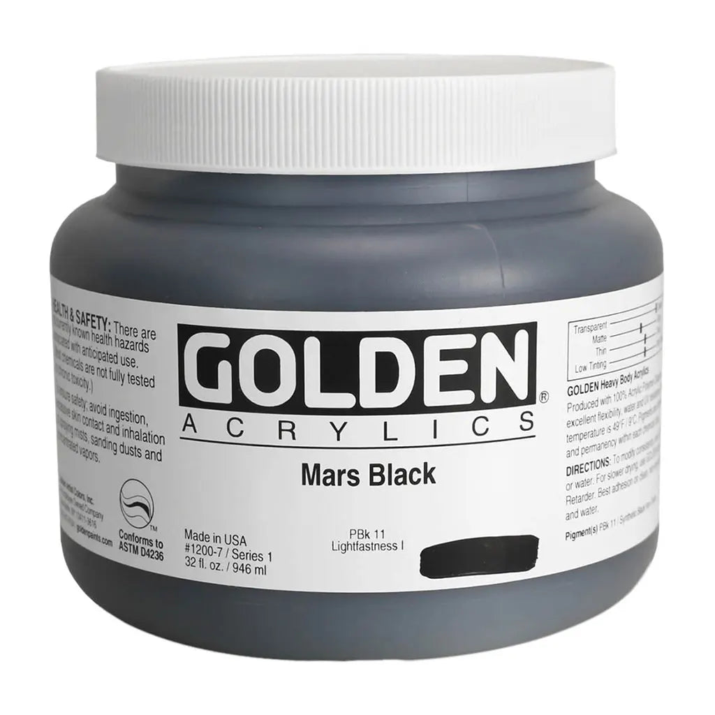 Golden Heavy Body Acrylic 32oz Mars Black S1