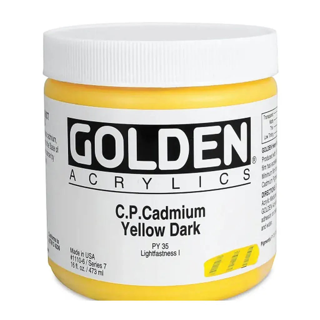 Golden Heavy Body Acrylic 16oz Cadmium Yellow Dark S7