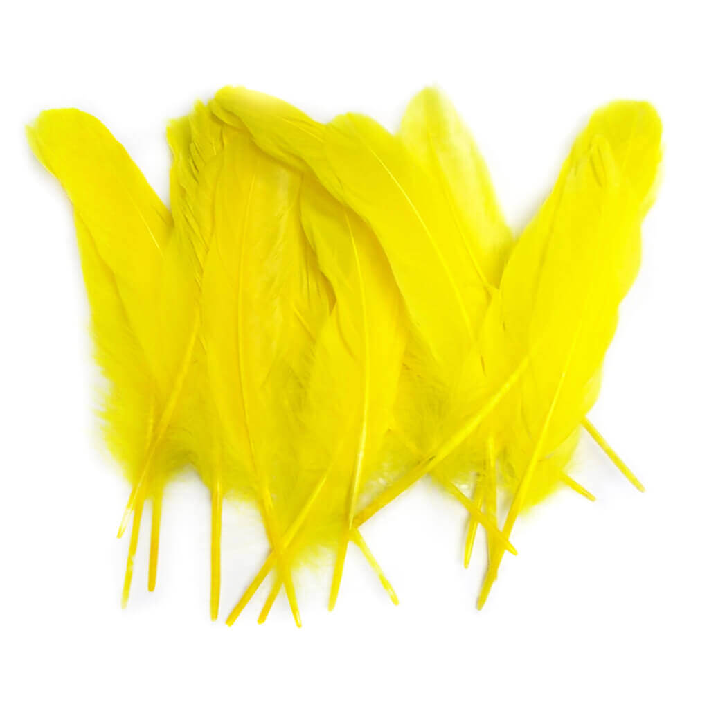 Goose Feathers 8in 18pc, Yellow