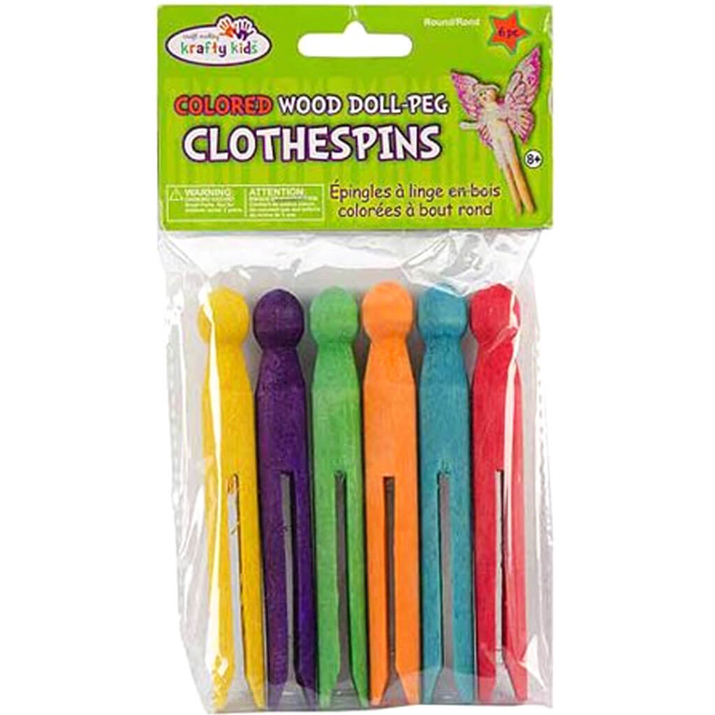 Craftwood Clothespins 4.25in Round Doll Peg Colored