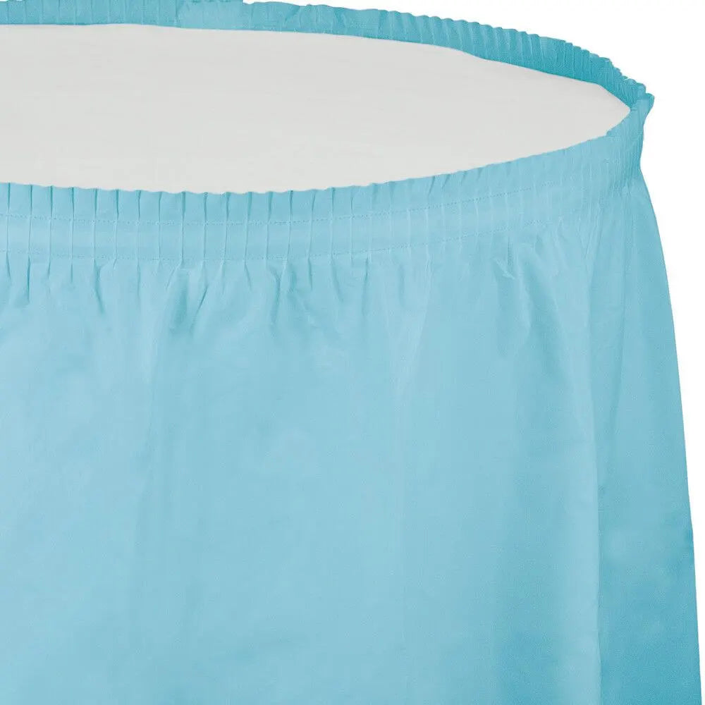 Plastic Tableskirt 14ft x 29in, Pastel Blue