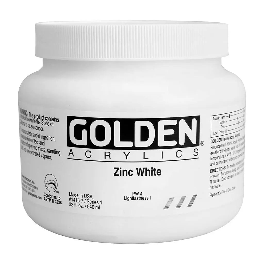 Golden Heavy Body Acrylic 32oz Zinc White S1