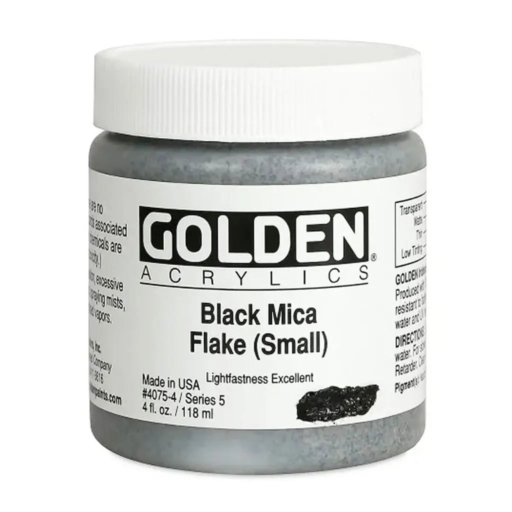 Golden Heavy Body Acrylic 4oz Black Mica Flake Small S5