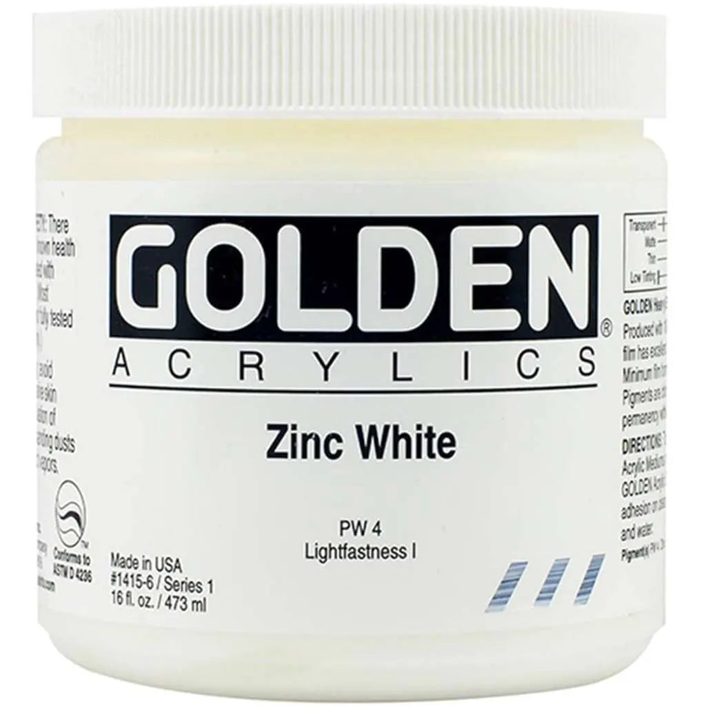 Golden Heavy Body Acrylic 16oz Zinc White S1