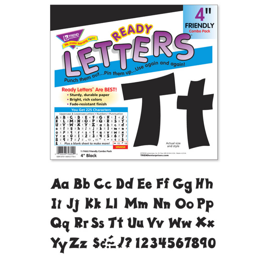 Letter Ready 4in Black Friendly Upper/Lowercase Combo