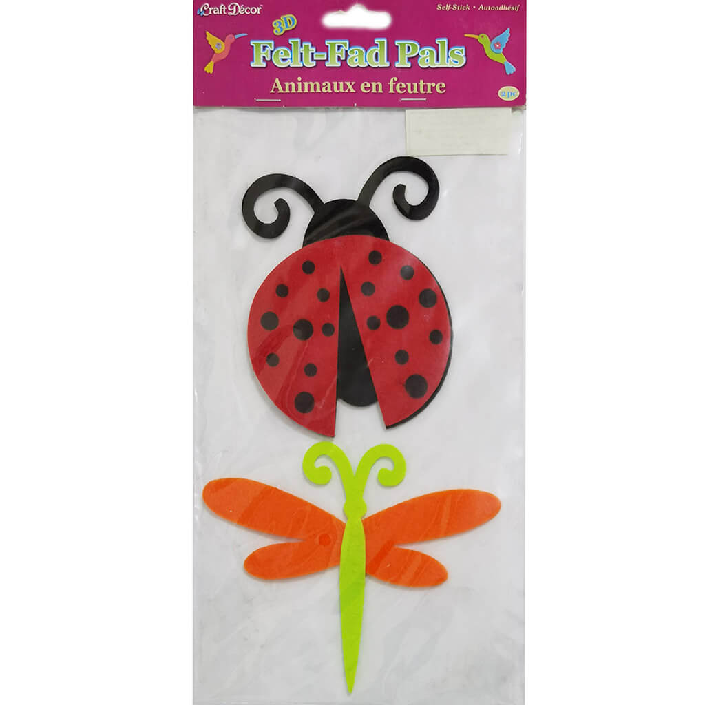 Craft Decor 3D Felt-Fad Pals Self-Stick Ladybug Dragonfly