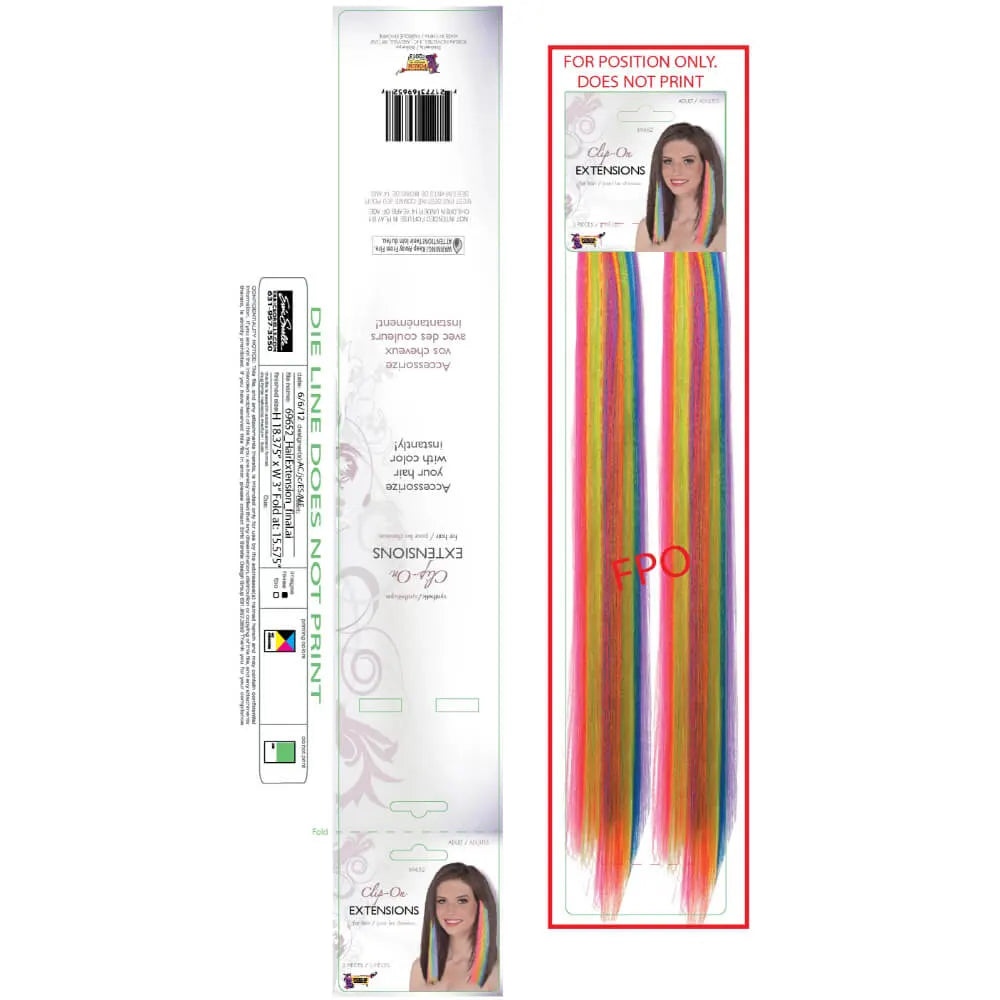 Clip-On Hair Extensions Pastel Rainbow