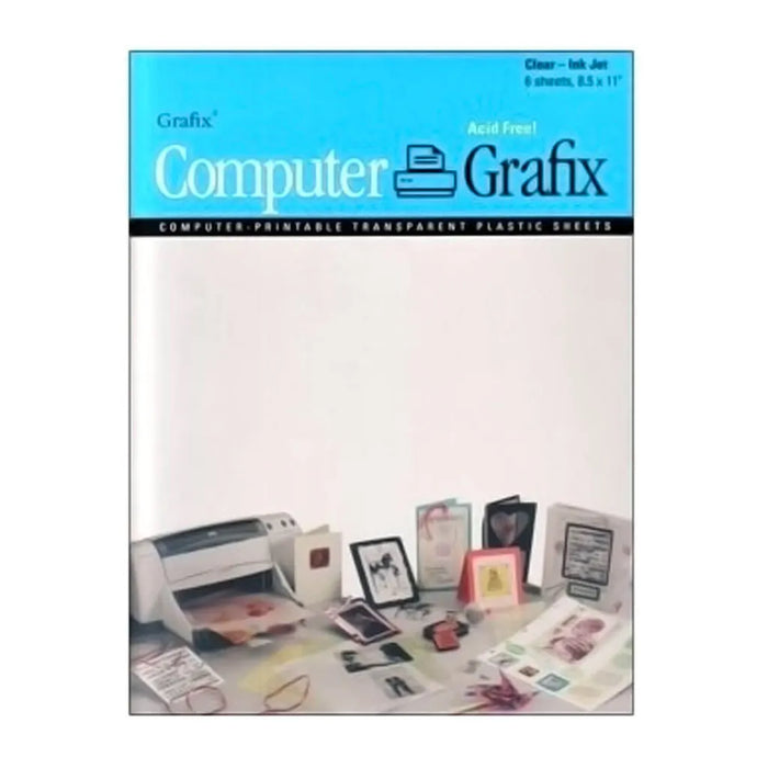 Grafix Computer Printable Transparent Plastic Sheets Clear Ink Jet 8.5 x 11in