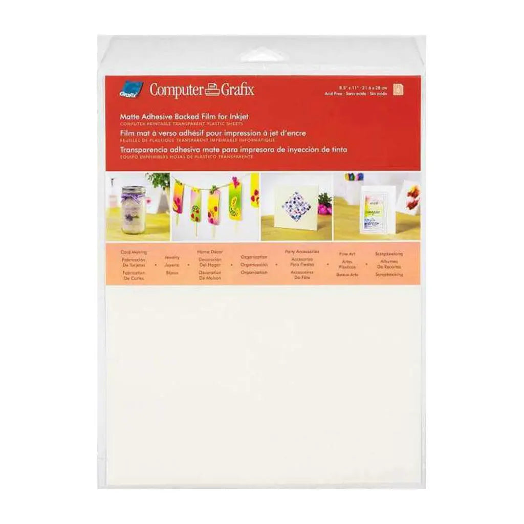 Computer Printable Transfarent Plastic Sheets Matte Adhesive Backed Ink Jet 8.6in x 11in