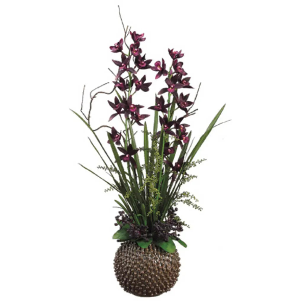 Cymbidium Orchid 38in H x 12in W x 17in L, Purple, Green