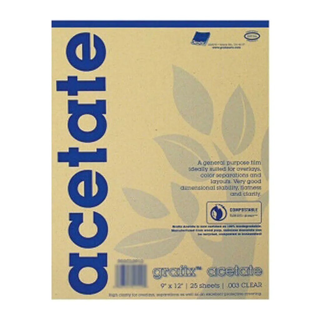 Grafix Acetate Pad 9in x 12in 003 Clear, 25 Sheet