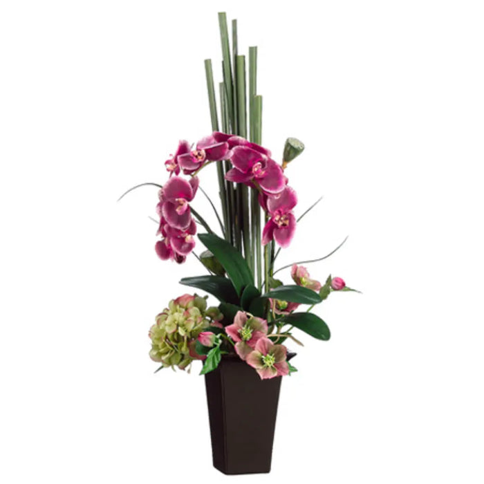 Phalanopsis Orchid / Hydrangea 34in H x 13in W x 13in L, Violet