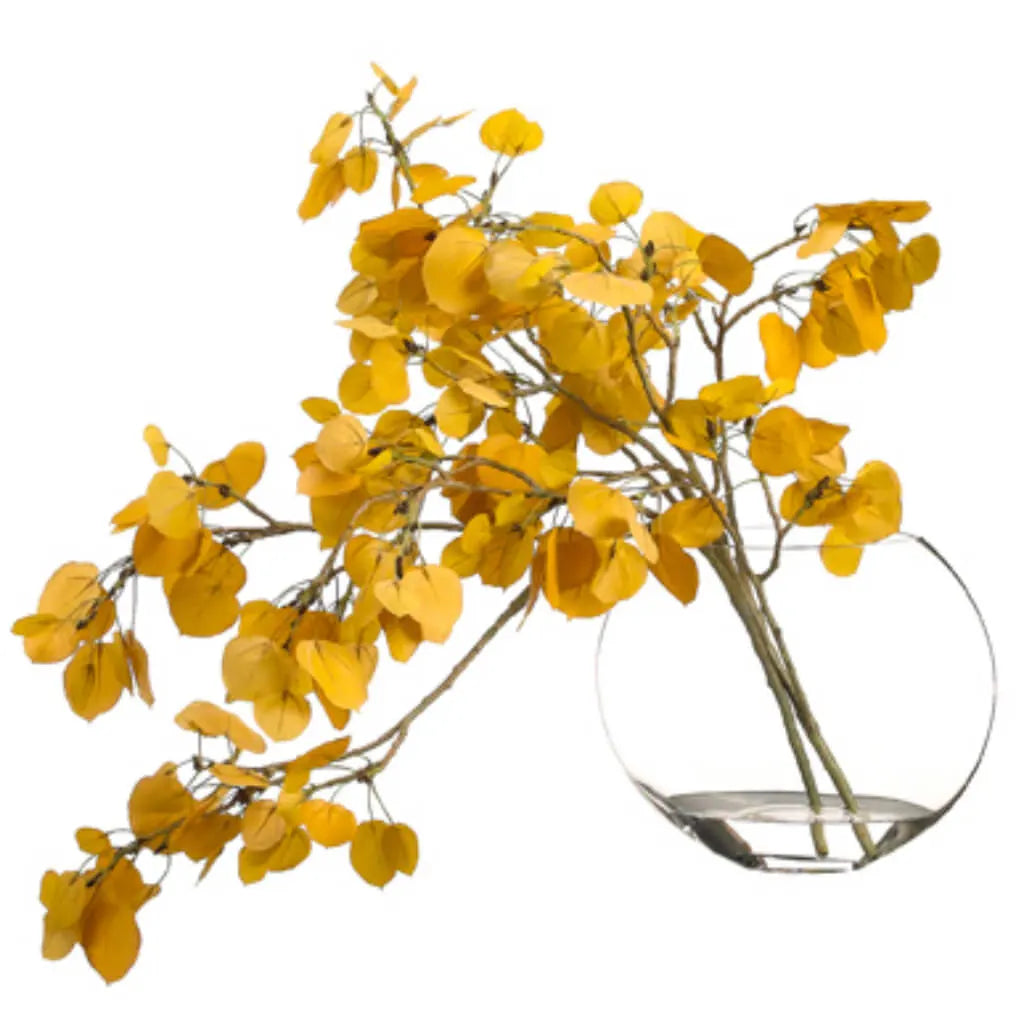 Aspen Leaf in Glass Vase 24in H x 16in W x 29in L, Yellow