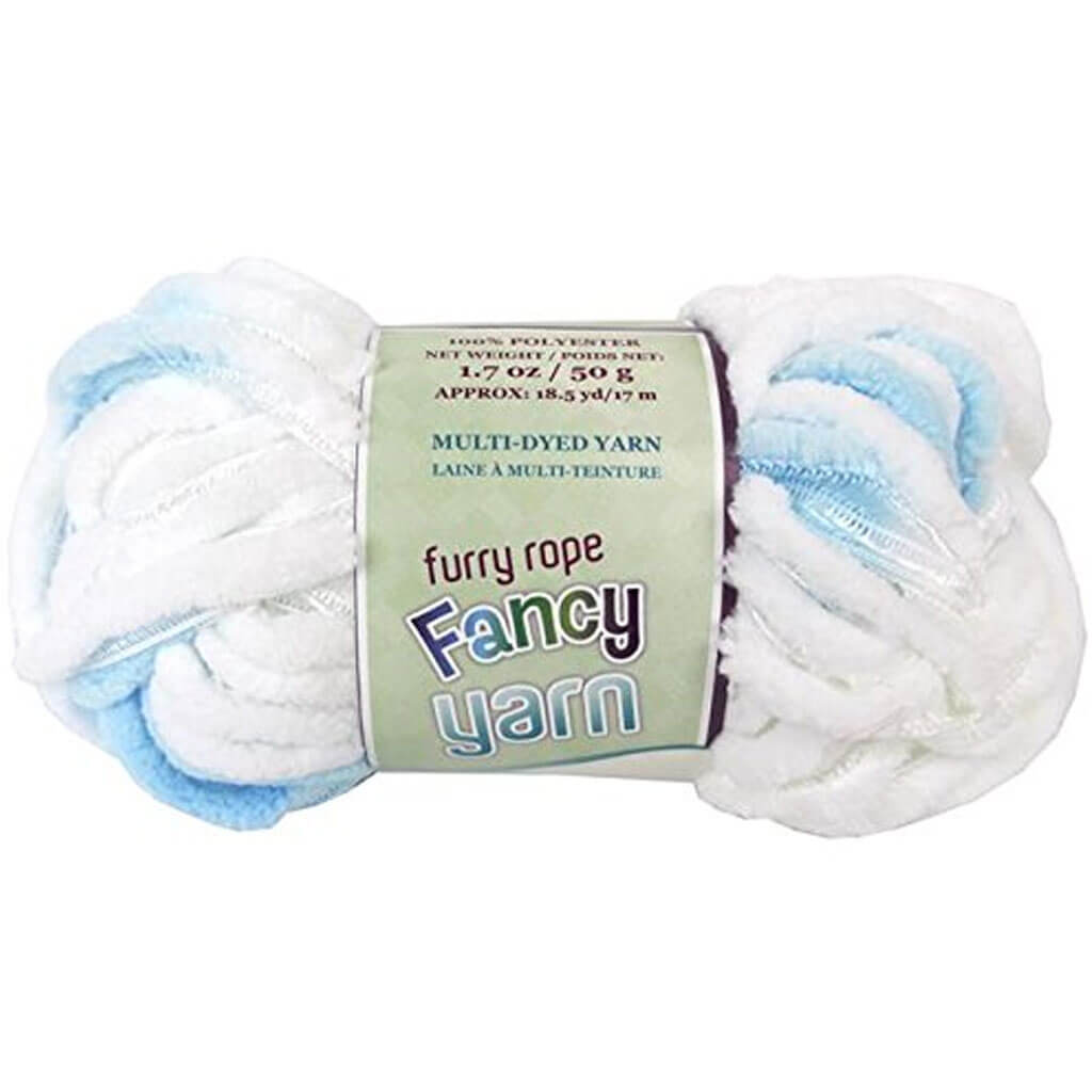 Furry Rope Fancy Yarn Multi-Dyed Baby Blue