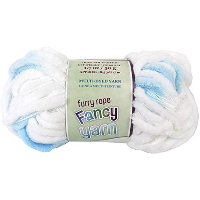Furry Rope Fancy Yarn Multi-Dyed Baby Blue