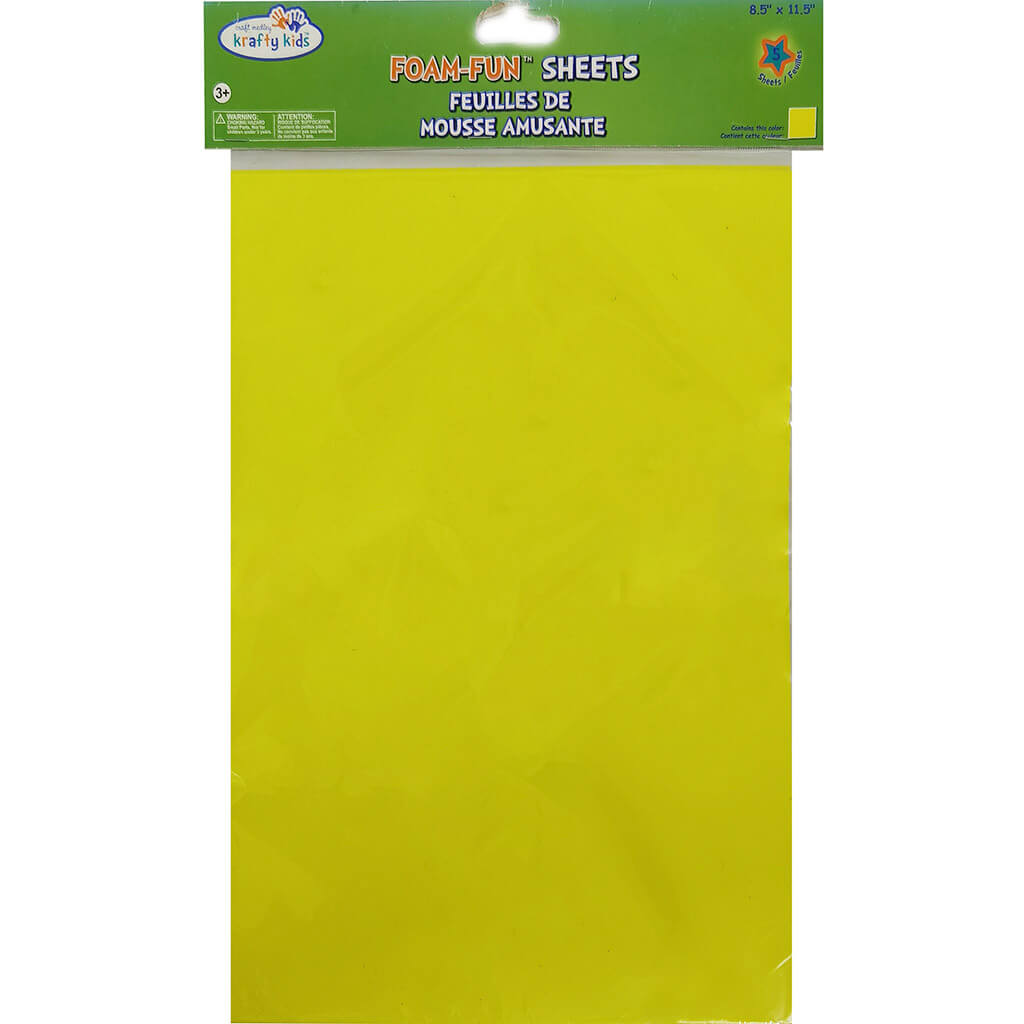 Foam Fun Sheet 8.5in x 11.5in, Yellow