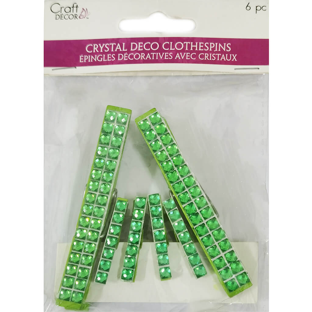 Deco Crystal Clothespins Crystal Clips Emerald 6pcs