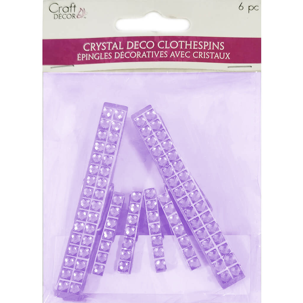 Deco Crystal Clothespins Crystal Clips Purple 6pcs