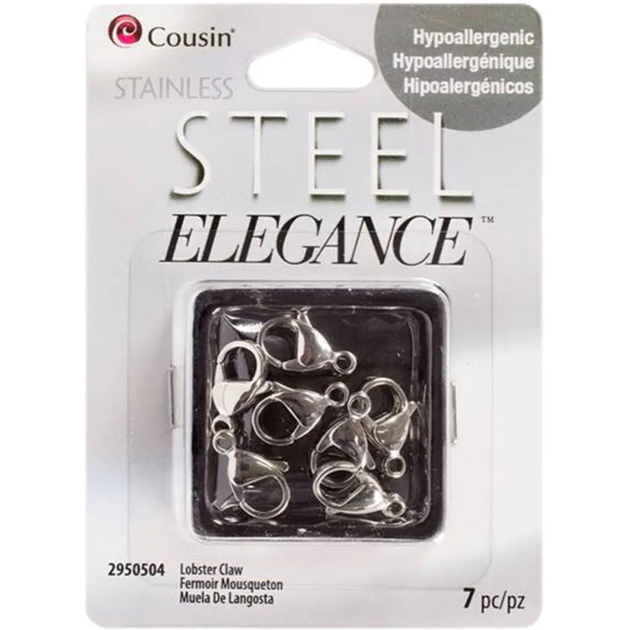 Stainless Steel Elegance Lobster Claw Clasps, 7pc