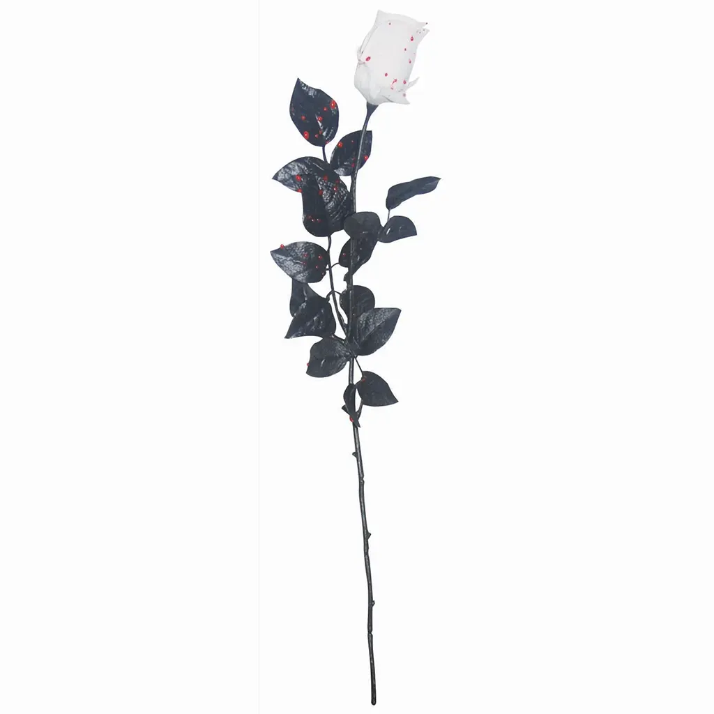 Bloody White Rose with Black Stem