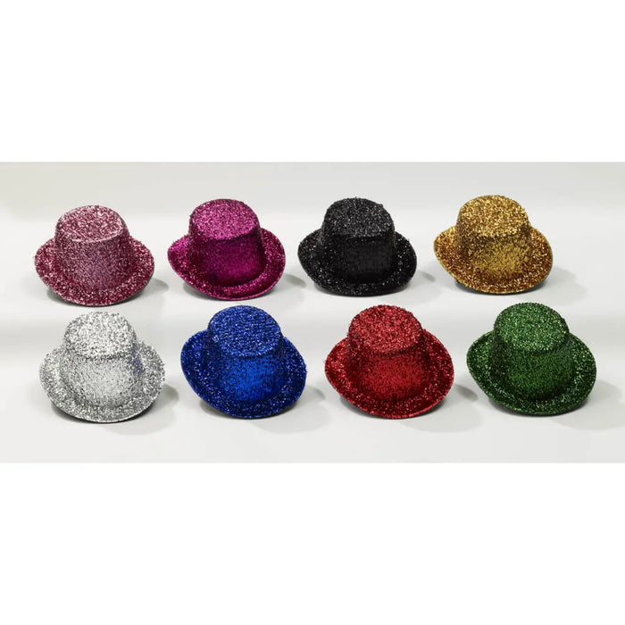 Mini Glitter Top Hat Black