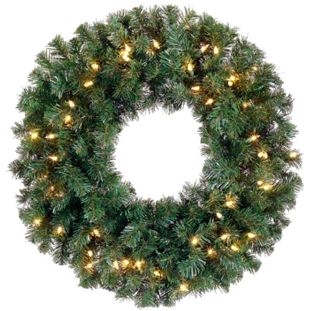 Deluxe Windsor Pine Wreath x250 w/50 Clear Lights 