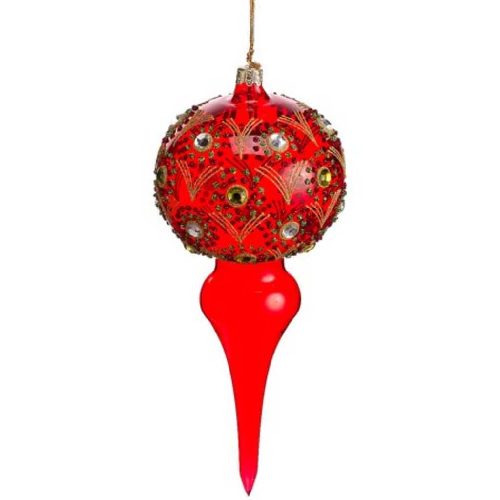 Glitter Rhinestone Glass Finial Ornament 