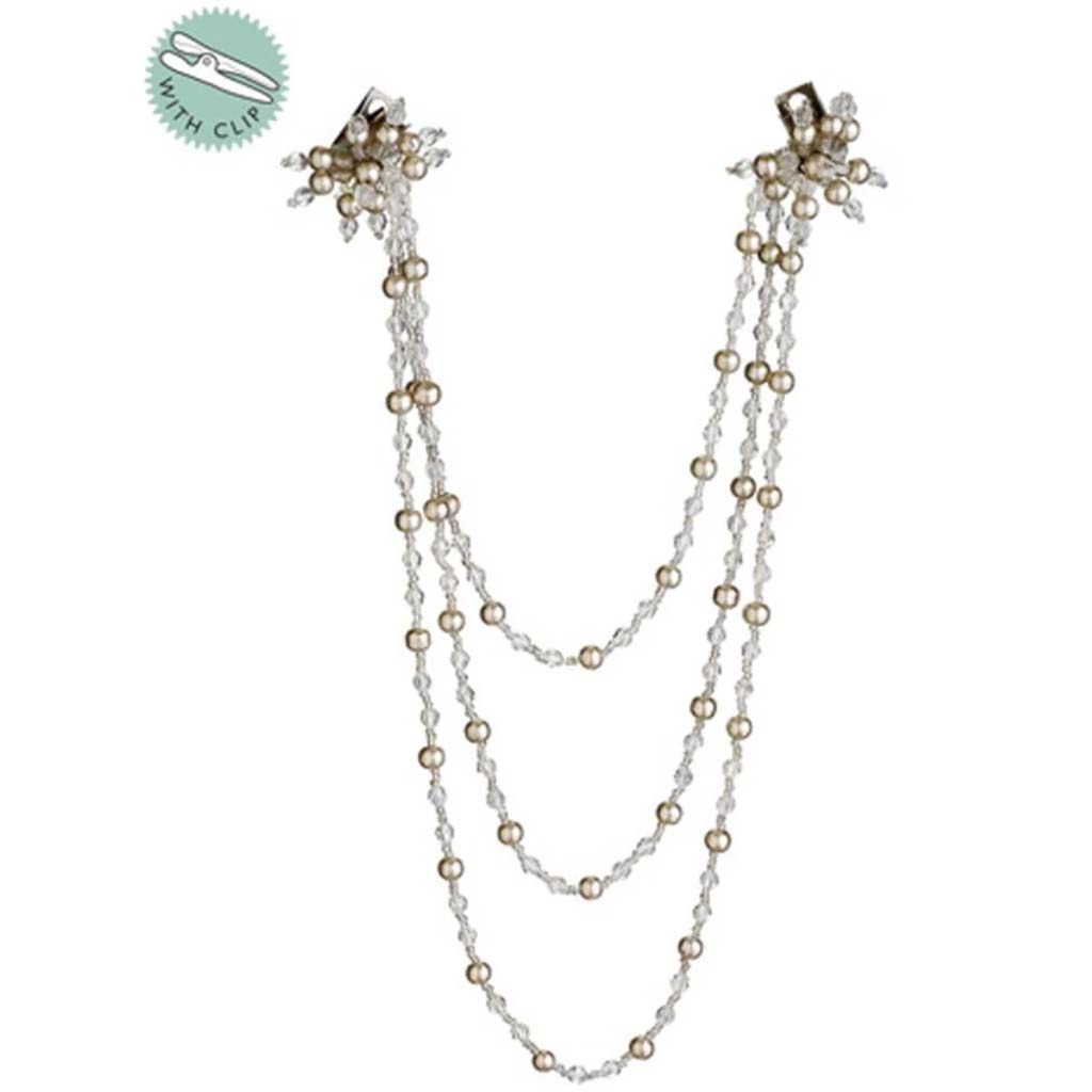 Pearl Beaded Flower Swag with Clip 