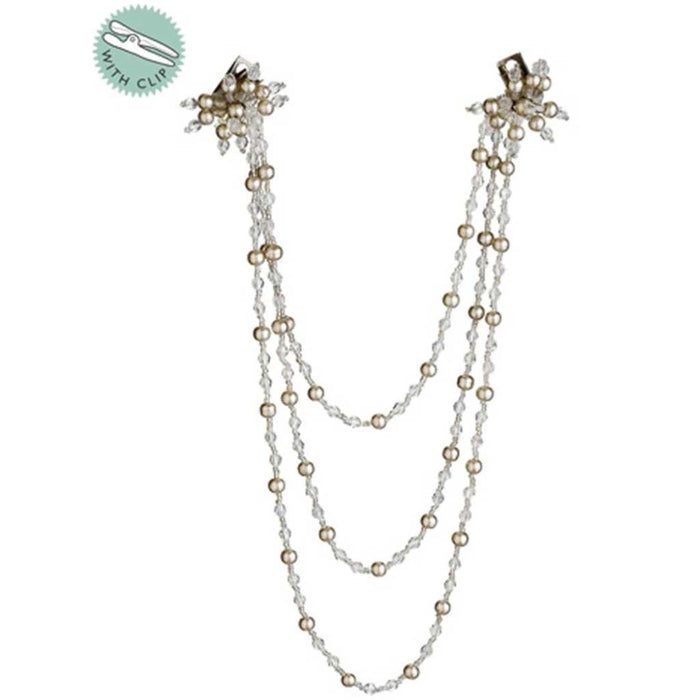 Pearl Beaded Flower Swag with Clip 