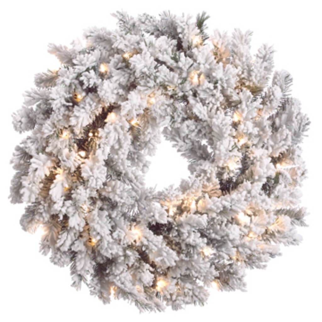 Blackmore Snow Pine Wreath 120 Volts, 50 Clear Lights 