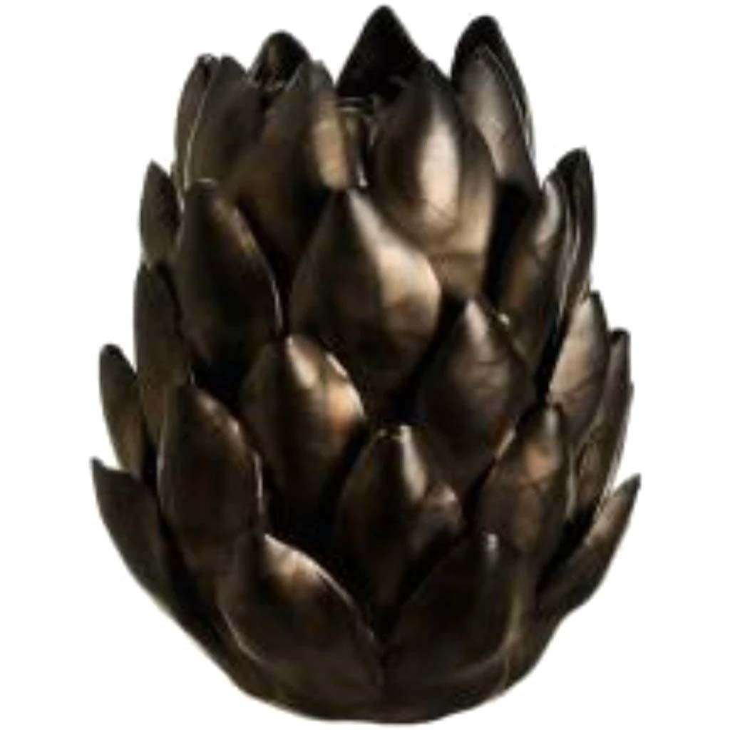 Ceramic Artichoke Bronze, 4.3in H x 3.7in W x 3.7in L