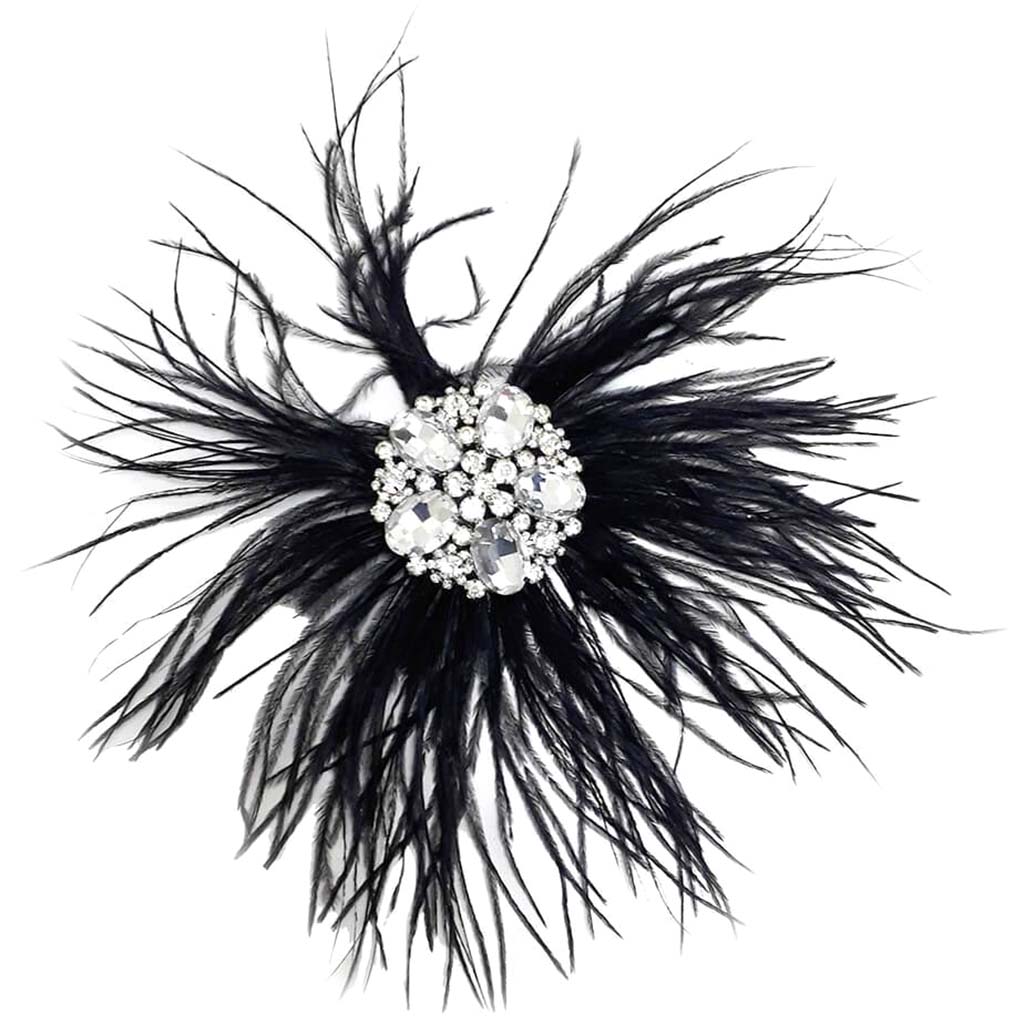 Rhinestone Feather Clip on Ornament 