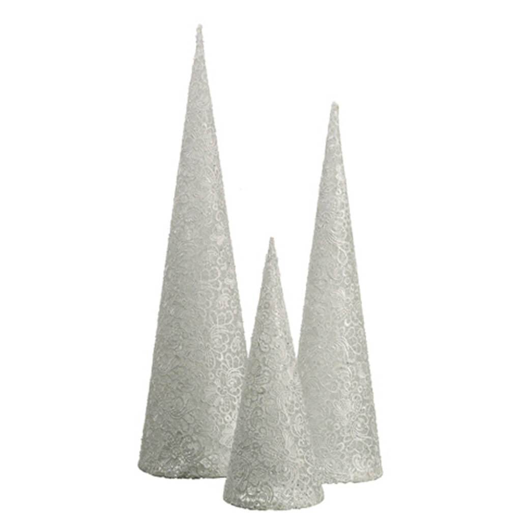 Lace Cone Topiary Small White 