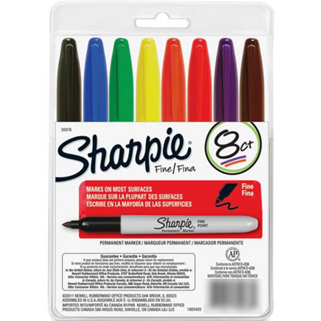 Sharpie Permanent Markers Pouch Fine Point Set 8pcs