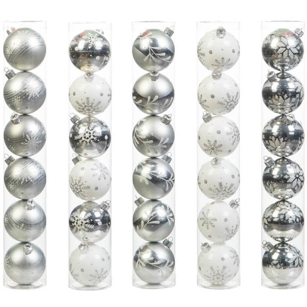 BALL PLASTIC DECOR WHITE SILVER