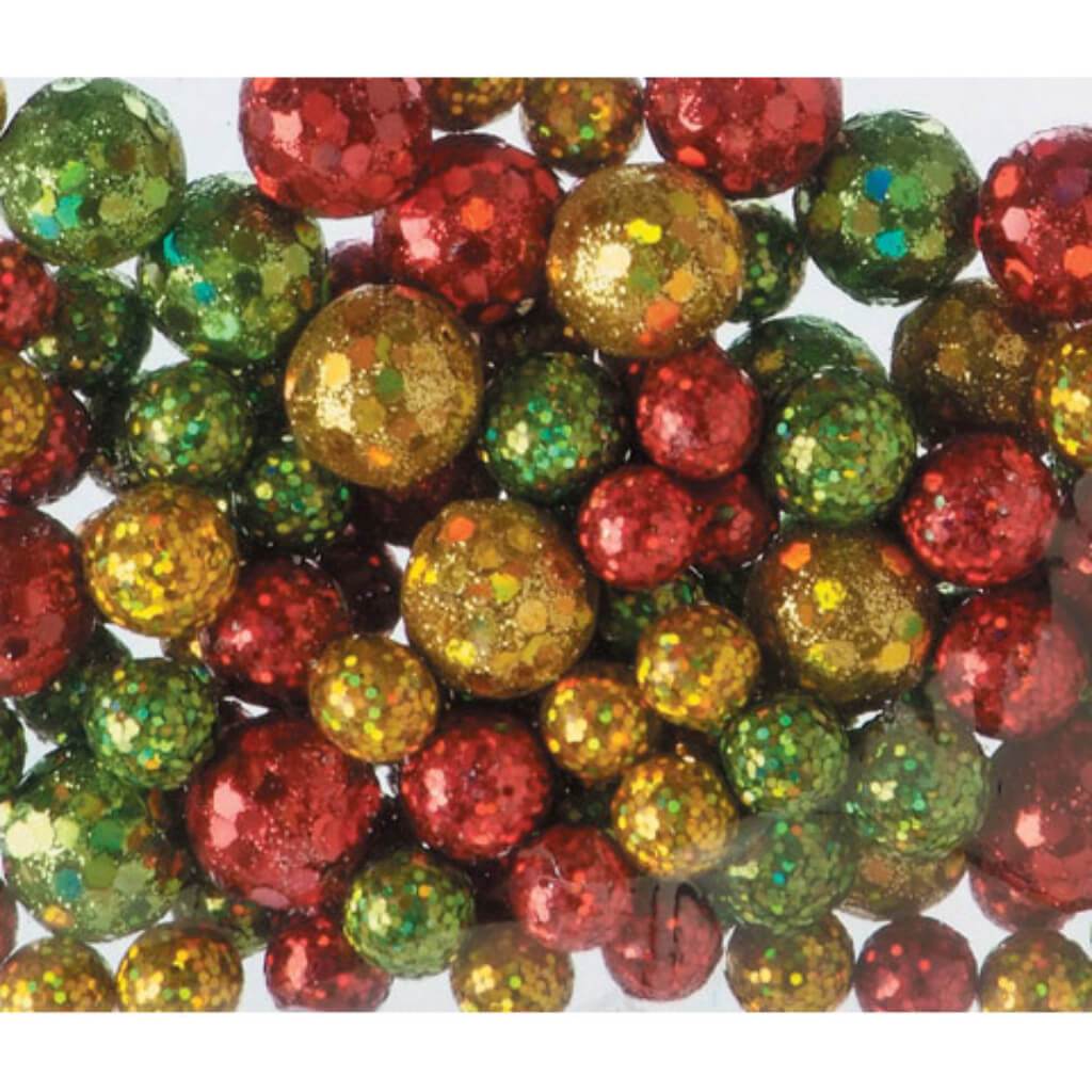 Glitter Foam Beads Christmas 1.3 oz 