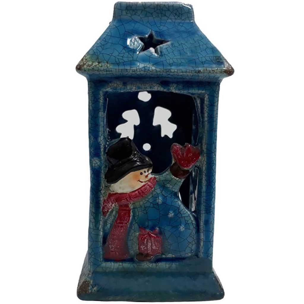 Snowman Ceramic Lantern 