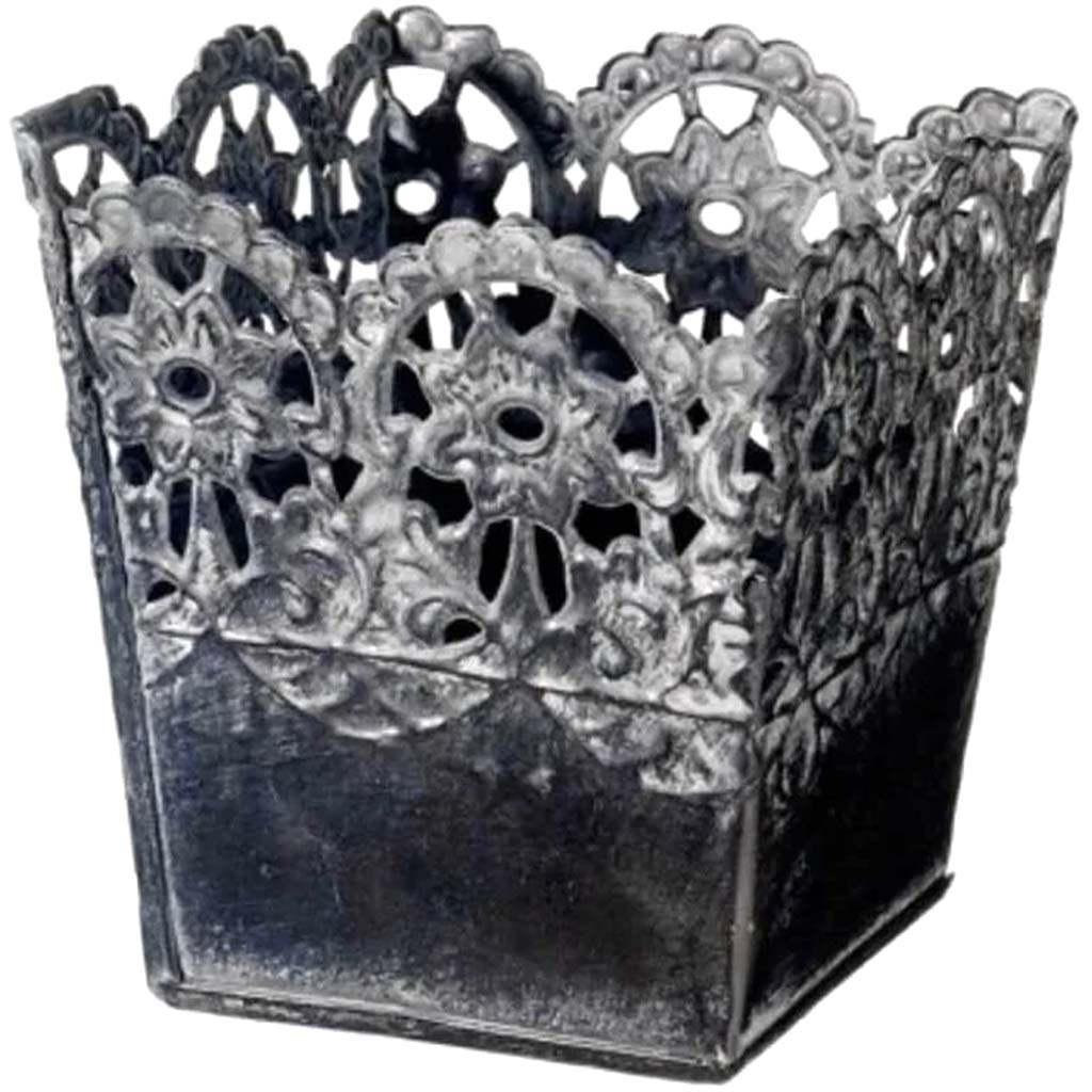 4.3H4.1W4.1"L Laced Tin Can 