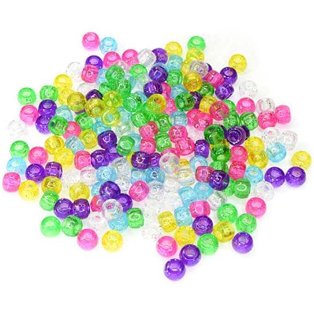 Pony Beads: 9mmx6mm Barrel Standard x175 G) Sparkle Multi-Mix 